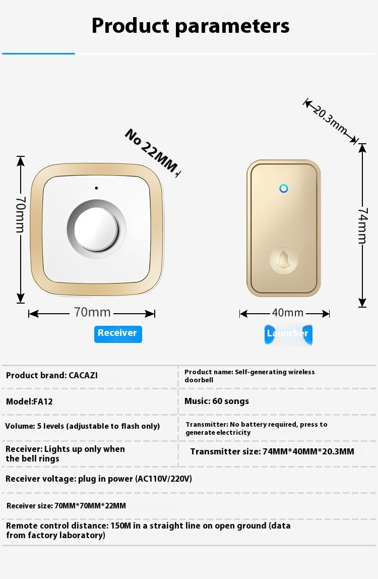 Battery-free Wireless Doorbell Home